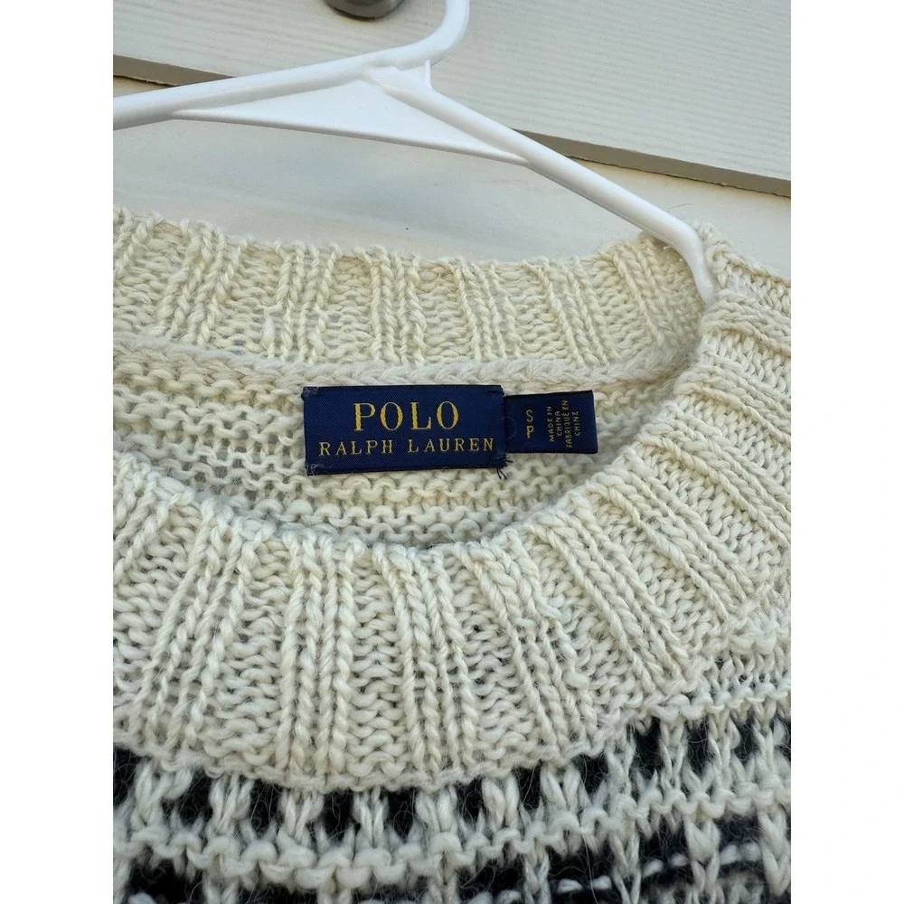 Polo Ralph Lauren Nordic‎ Wool Alpaca Blend Sweater Winter Cream Size Small - Picture 5 of 9